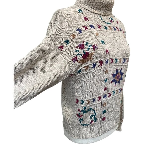 Handmade Grandma Sweater Cabin Turtleneck Cozy Knit S/M - Picture 4 of 7